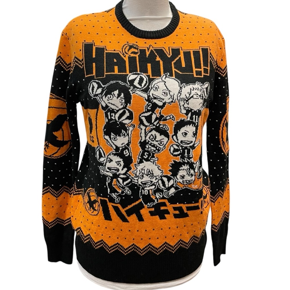 Haikyu!! Karasuno Crows Chibi Team Holiday Sweater BoxLunch Exclusive XS